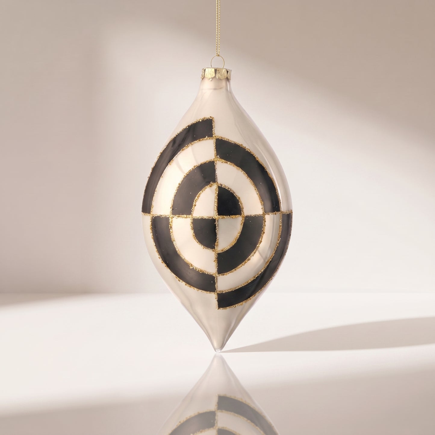 Esfera art deco larga de vidrio perla 20 cm