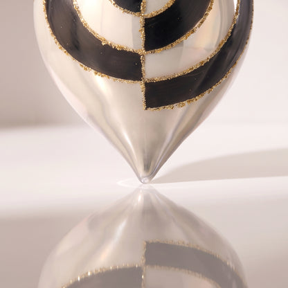 Esfera art deco larga de vidrio perla 20 cm