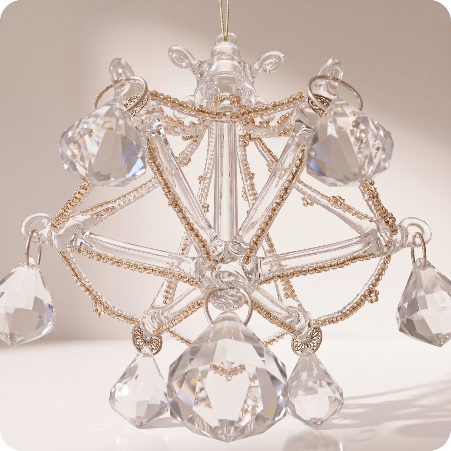 Esfera candelabro de vidrio con cristales brillantes 18 cm