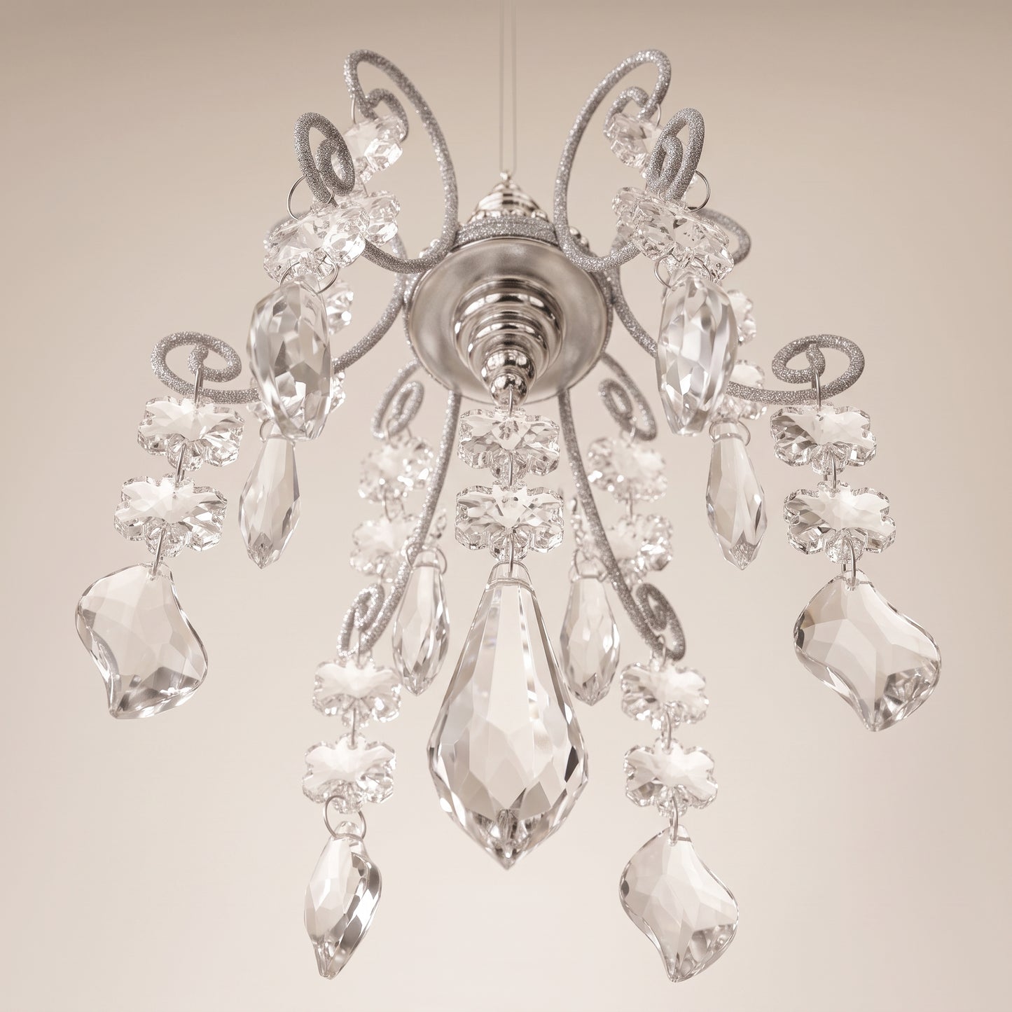 Esfera candelabro con piedras de cristal colgantes 18 cm