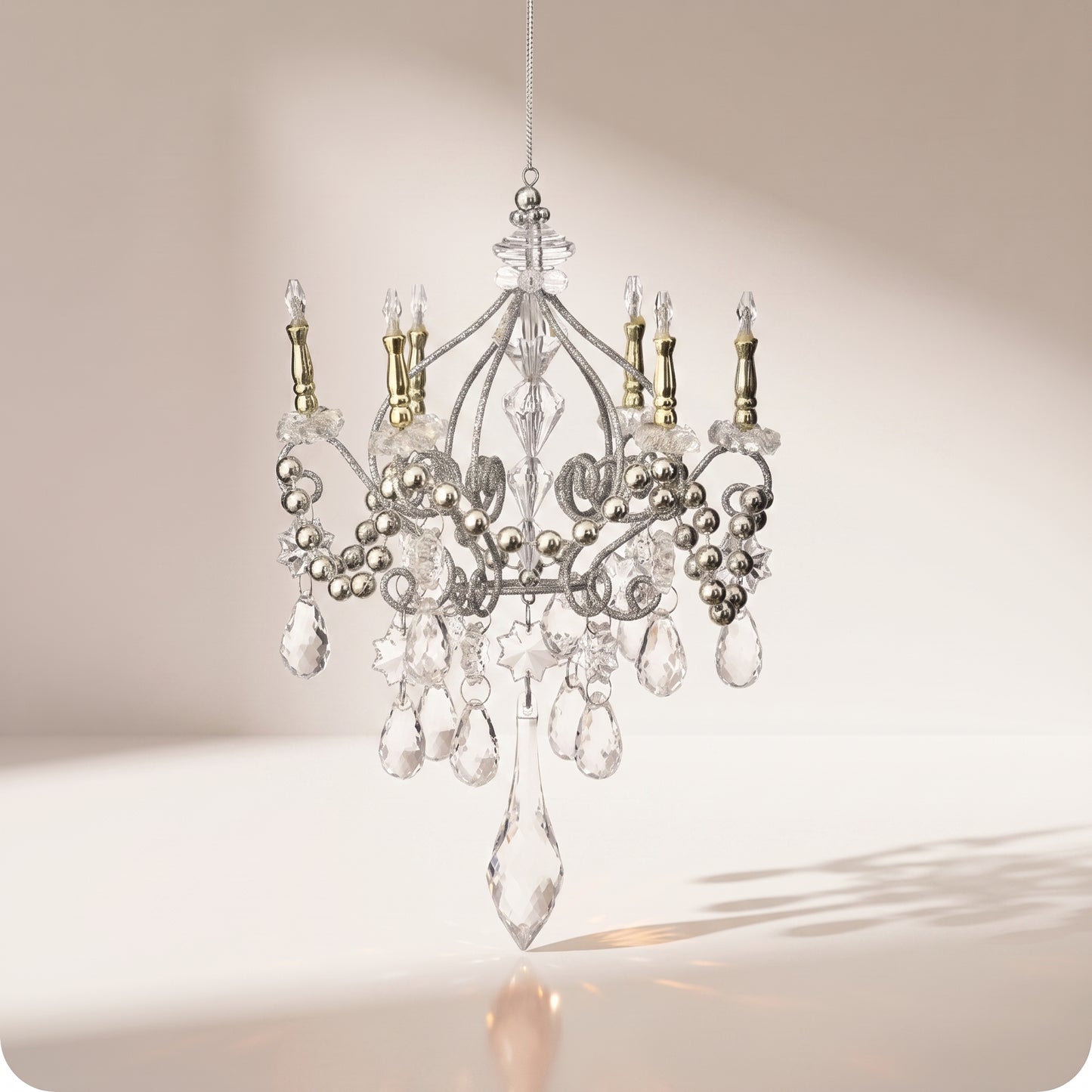 Esfera candelabro con mini velas y cristales 23 cm