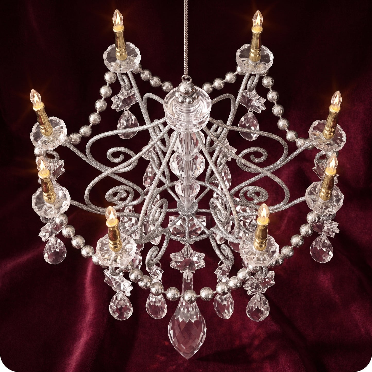 Esfera candelabro con mini velas y cristales 23 cm