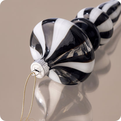 Esferas arlequin de vidrio blanco y negro 30 cm