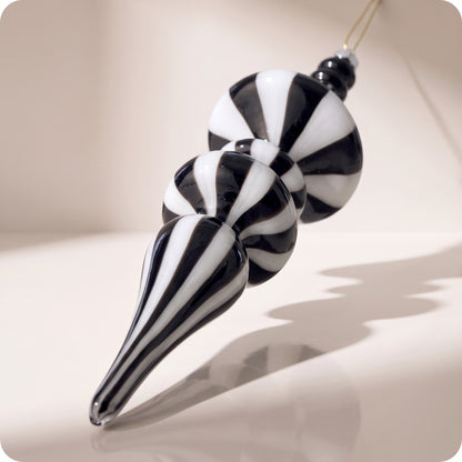 Esferas arlequin de vidrio blanco y negro 30 cm