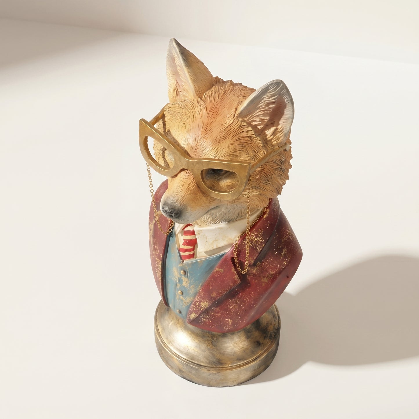 Busto de zorro de resina con gafas