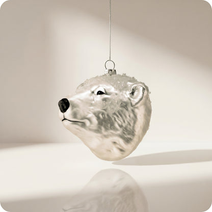 Esfera de cabeza de oso polor de cristal con brillo