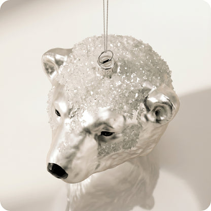 Esfera de cabeza de oso polor de cristal con brillo