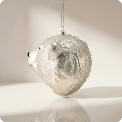 Esfera de cabeza de oso polor de cristal con brillo
