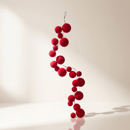 Guirnalda de bolas flockeadas rojo navidad