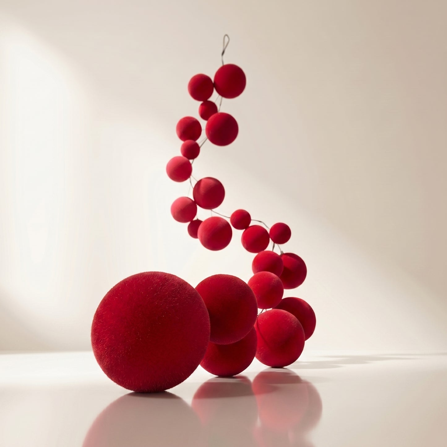 Guirnalda de bolas flockeadas rojo navidad