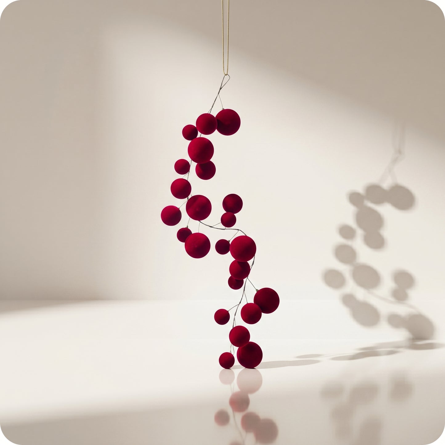 Guirnalda de bolas flockeadas burgundy