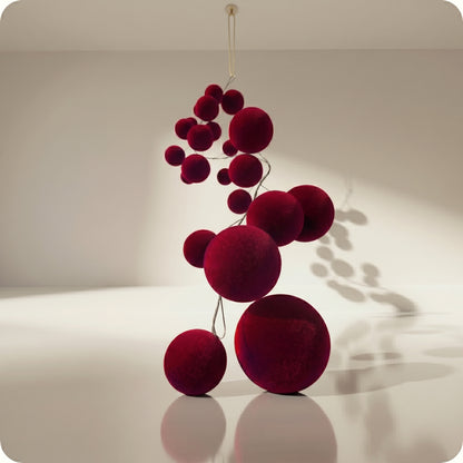 Guirnalda de bolas flockeadas burgundy