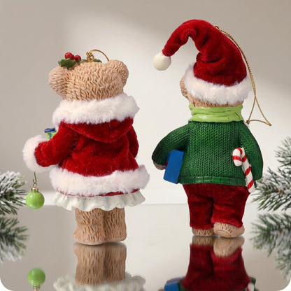 Adorno de oso navideño de resina acogedor