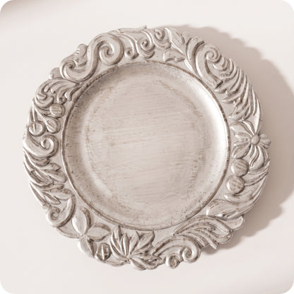 Plato decorativo de plastico duro plateado