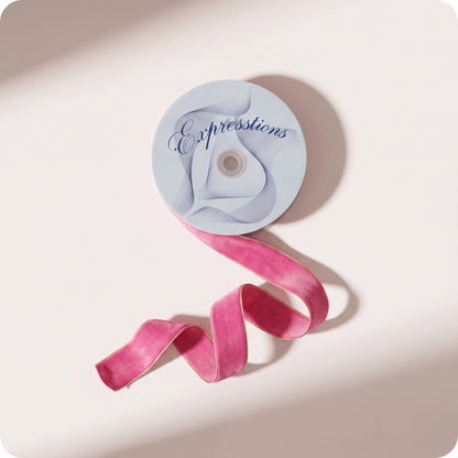 Liston de terciopelo rosa elegante liso delgado