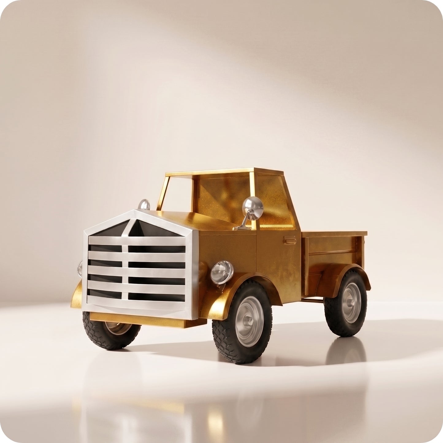 Base para árbol tipo truck de 4 llantas gigante dorado