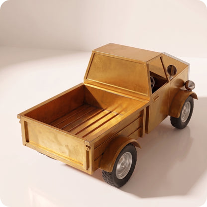 Base para árbol tipo truck de 4 llantas gigante dorado