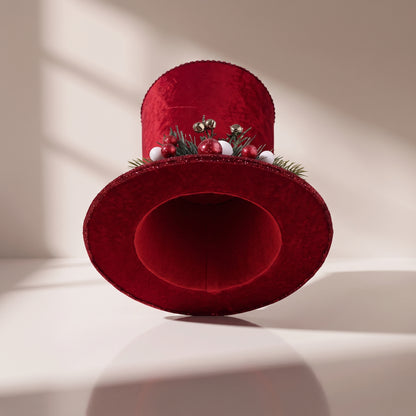 Sombrero de copa de acebo pino rojo
