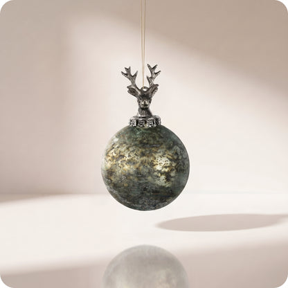 Esfera de vidrio tipo metal con cabeza de reno 11 y 13 cm