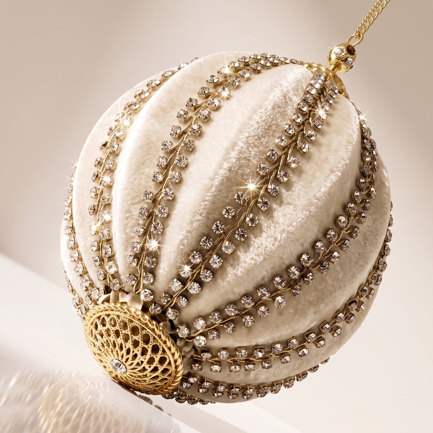 Encaje diamante terciopelo marfil oro