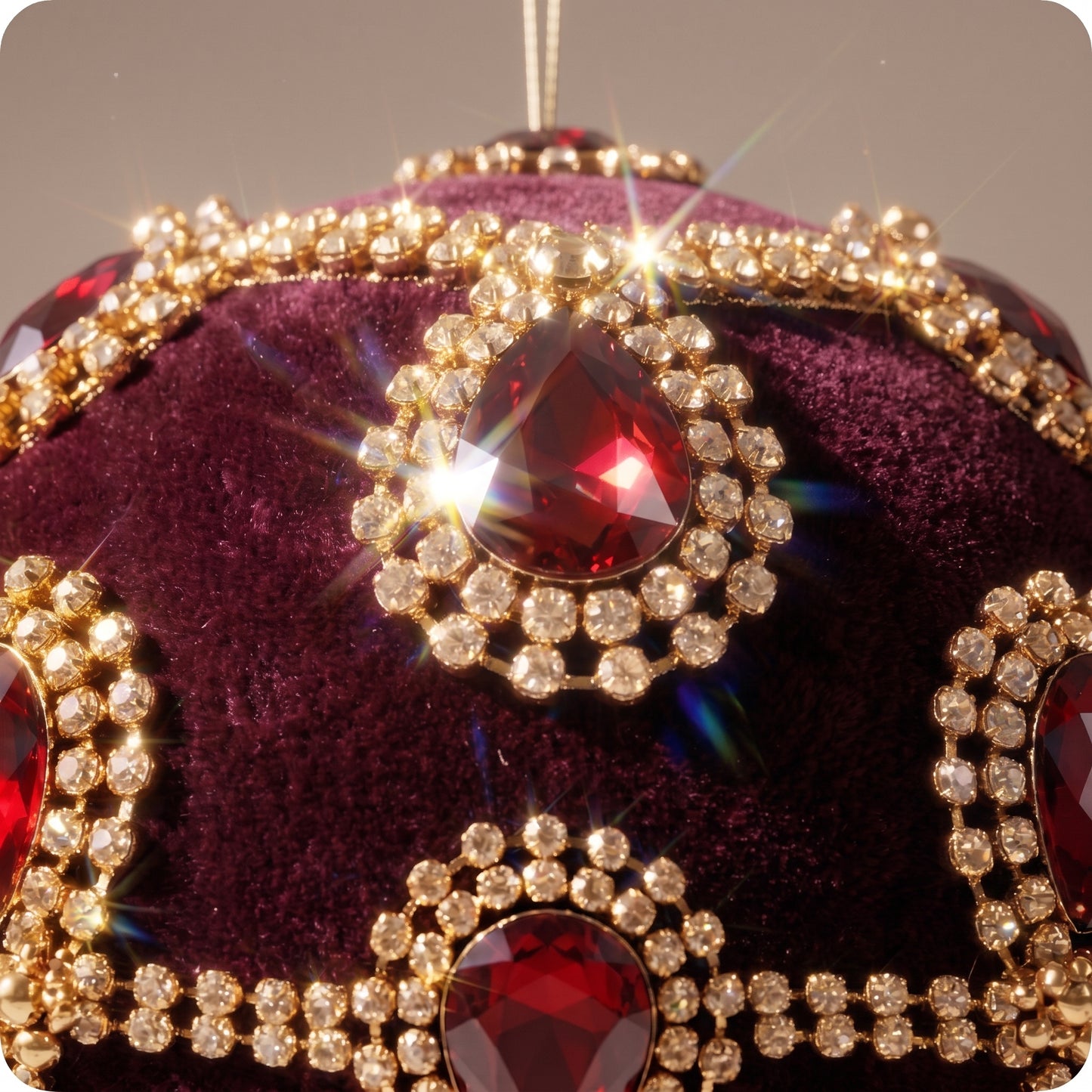 Teardrop diamond velvet orn burgundy 18k gold