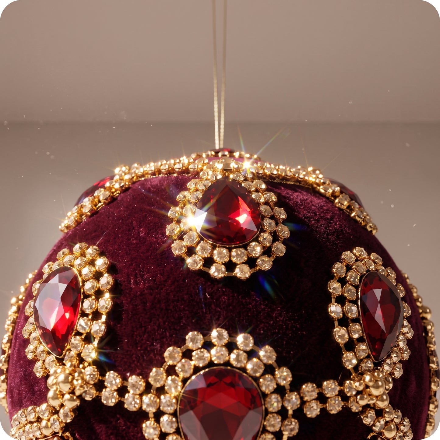 Teardrop diamond velvet orn burgundy 18k gold