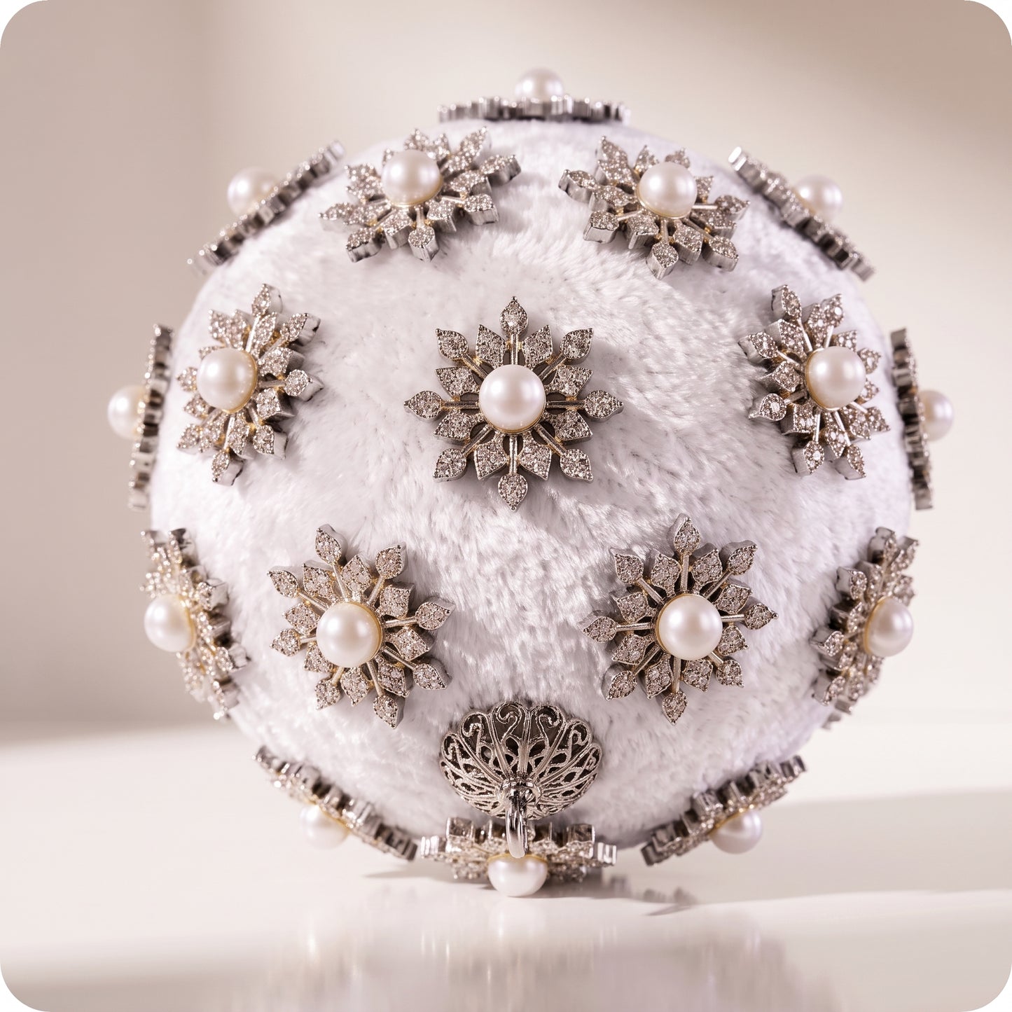 Flor de diamantes adorno de terciopelo marfil oro