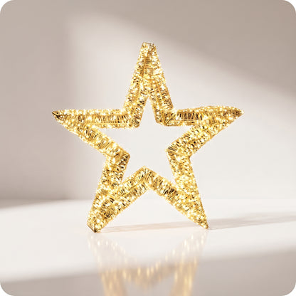 Estrella metalica con luz led calida